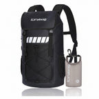 Black backpack with a smaller beige bag featuring 'iorybag' branding on a white background.
