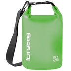 idrybag Green 5L dry bag with a black strap on a white background