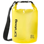 5L Yellow dry bag with black strap and 'idrybag' branding on a white background