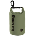 idrybag 2L Green dry bag with carabiner on a white background