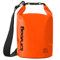 5L Orange dry bag with black strap and 'iDrybag' branding on a white background