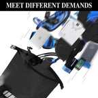 Black idrbag bag with various electronic accessories on a white background, text 'MEET DIFFERENT DEMANDS' at the top.