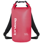 idrybag 15L Red dry bag with black straps on a white background